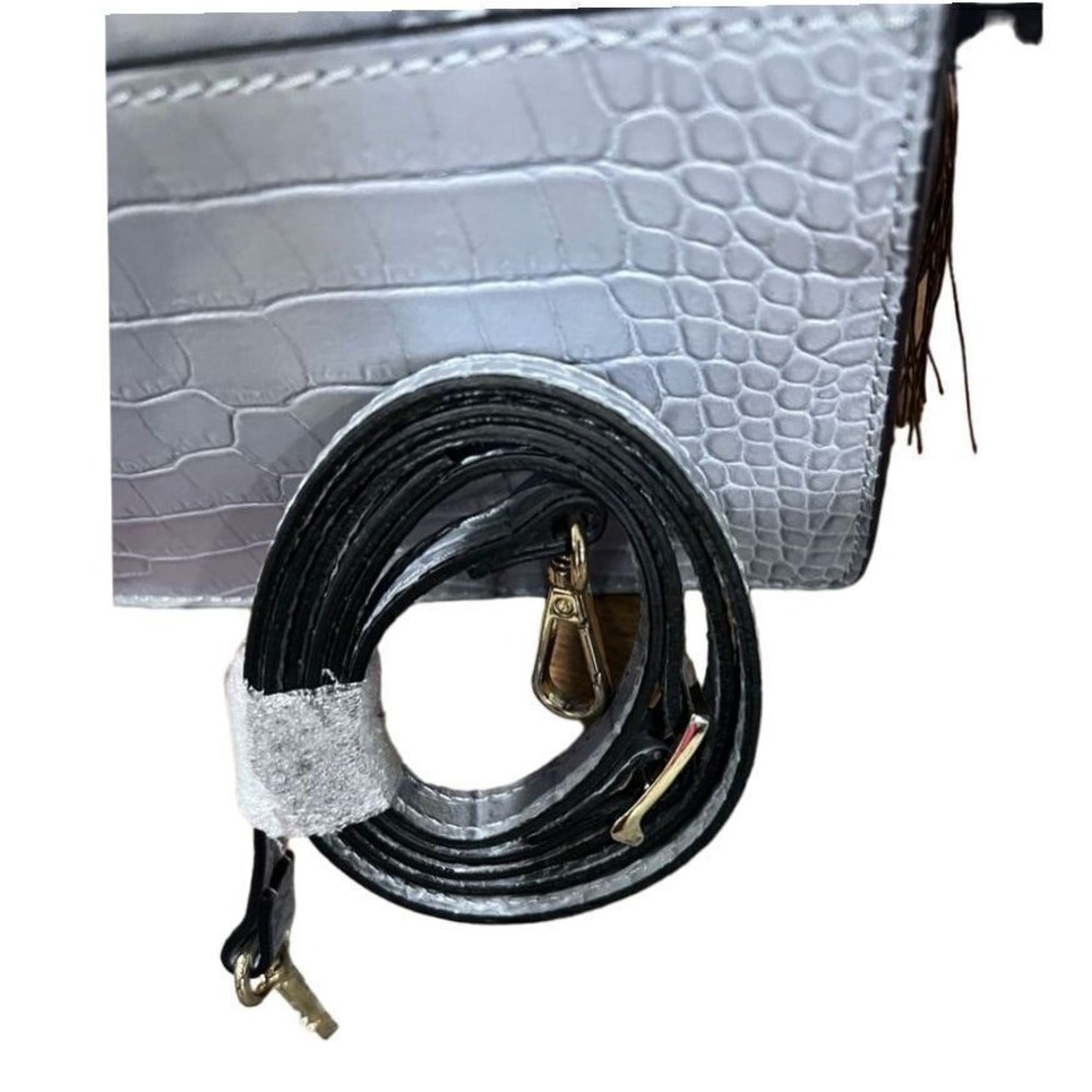 House of Harlow 1960 Croc-Embossed Leather Crossbody Bag with Two Straps Dustbag - Picture 4 of 6